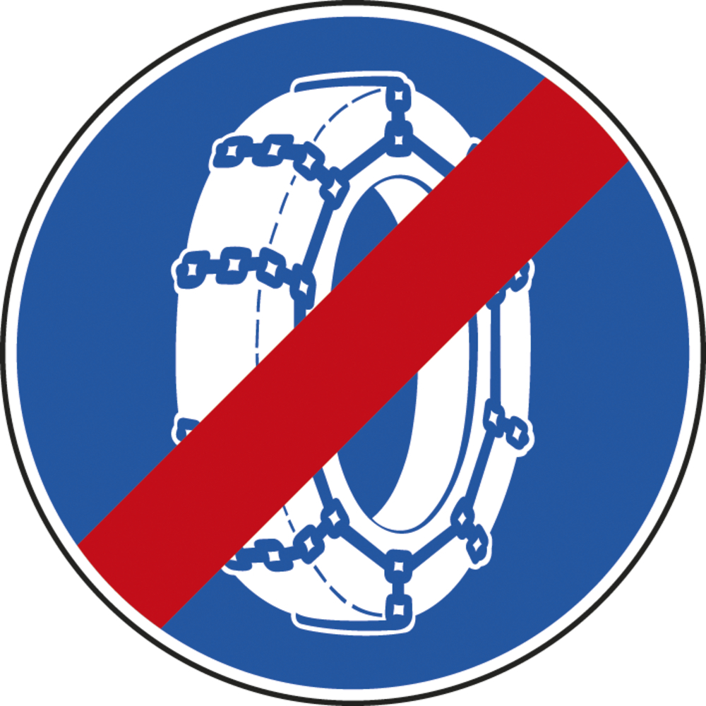 Panneau disque Fin d'obligation de l'usage des chaînes à neige 450 B44 cl2 - NADIA SIGNALISATION - DIS450E2B44