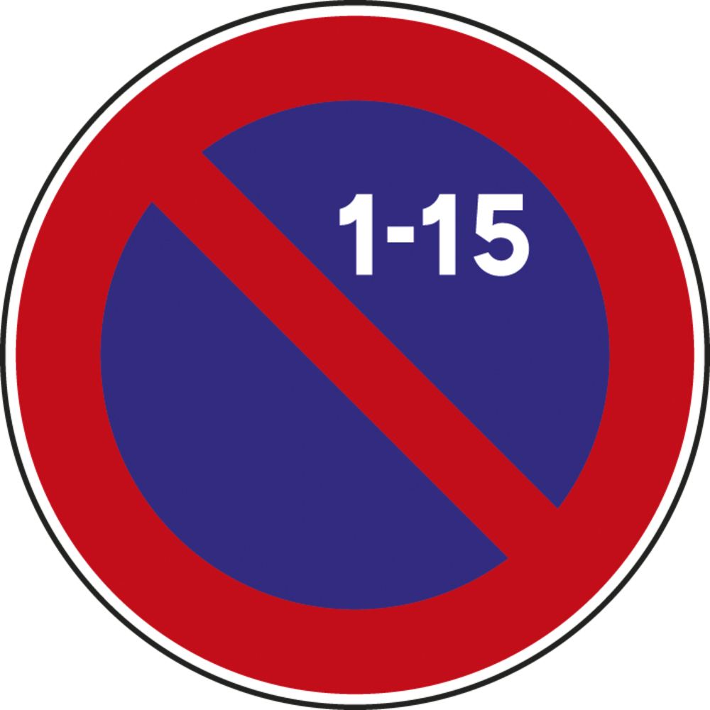 Panneau disque Stationnement interdit du 1er au 15 du mois 850 Ecolign B6a2 cl2 - NADIA SIGNALISATION - DIS850E2B6a2