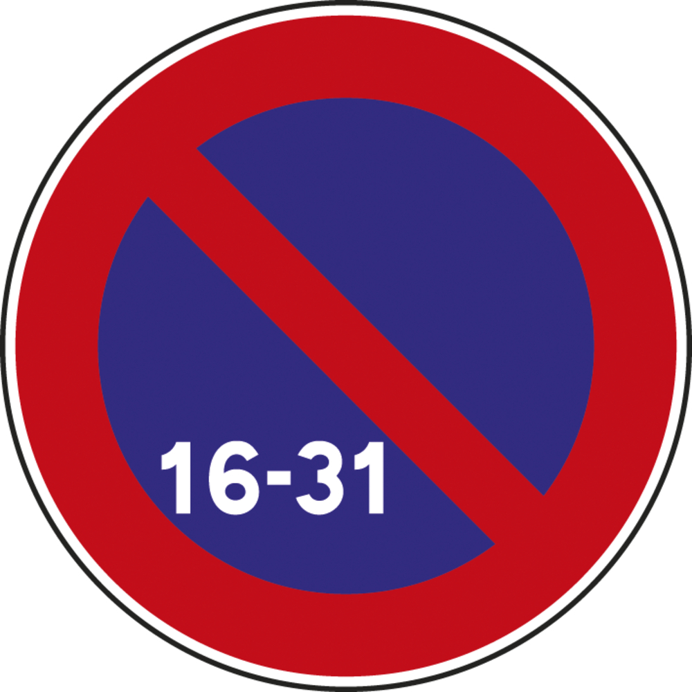 Panneau disque stationnement interdit 16 fin mois 850 Ecolign B6a3 cl2 - NADIA SIGNALISATION - DIS850E2B6a3