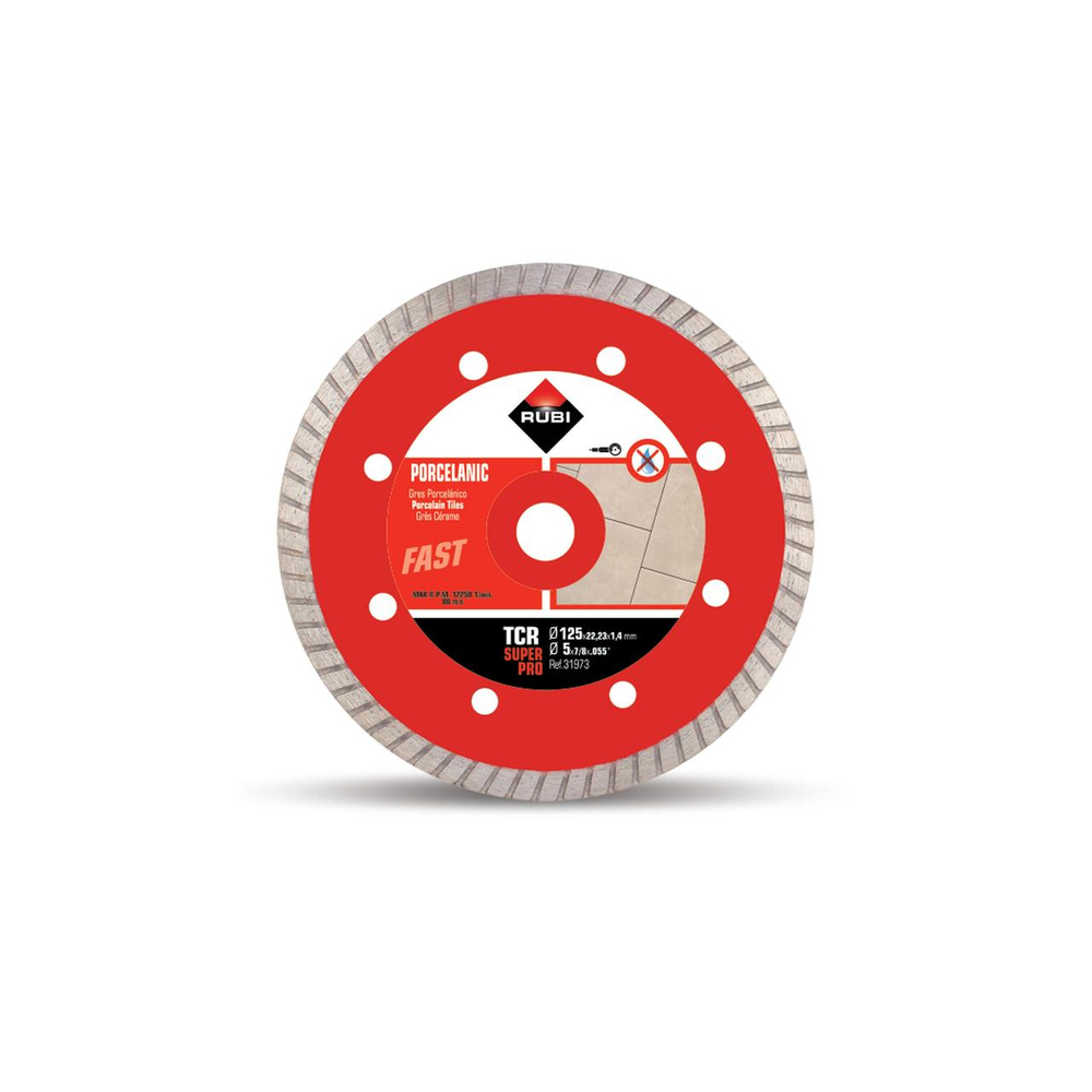 DISQUE DIAMANT RUBI GRÈS PORCELAINE TURBO - TCR 125 SUPERPRO - 31973