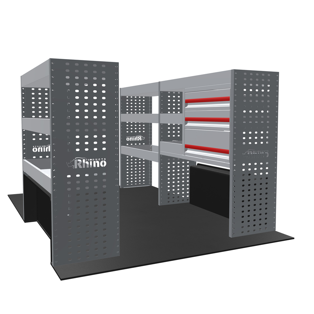 PLEINE CONFIGURATION - 3 MODULES ÉTAGÈRES ET TIROIRS CRAFTER 2017- VOLKSWAGEN - GAUCHE ET DROITE - RHINO PRODUCTS - MR281-DSCR17