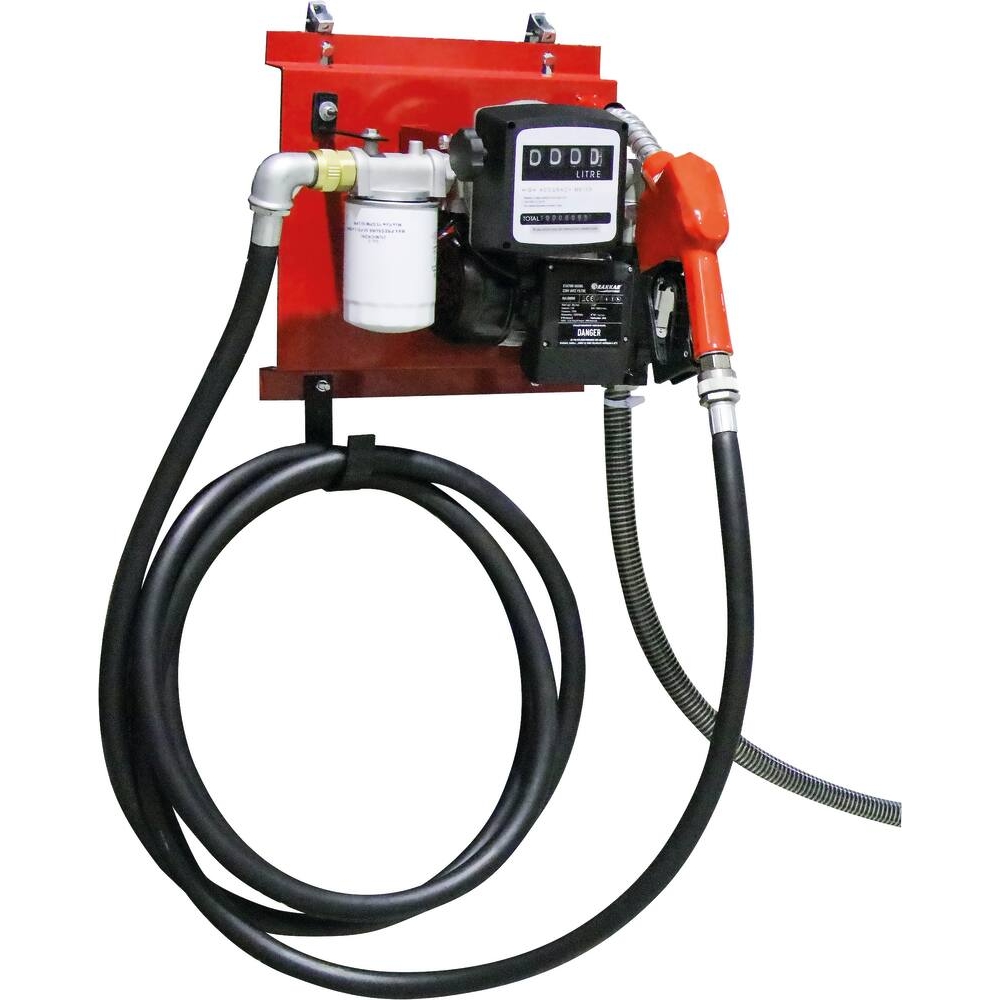 Pompe à gasoil 230V 60 l/min avec pistolet automatique/ volucompteur /filtre - station murale DRAKKAR - 08599