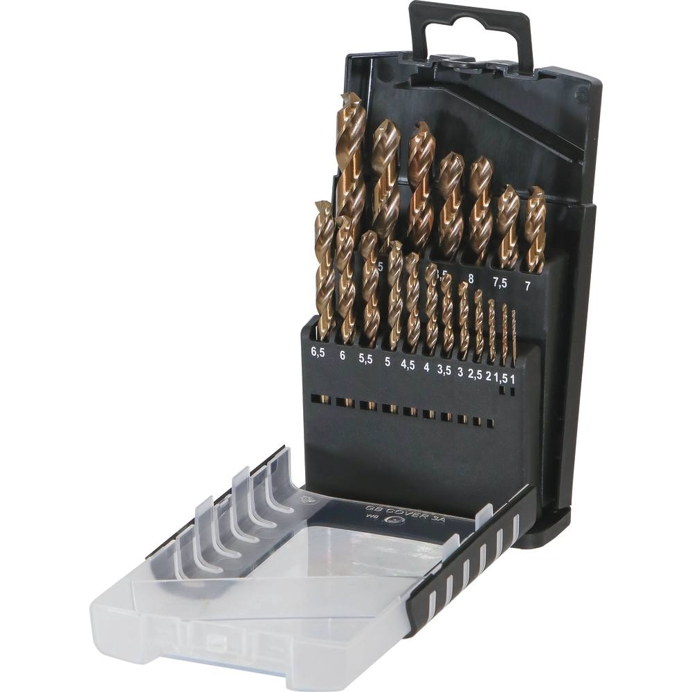 Coffret PVC de 19 forets métaux HSS 5% cobalt taillés meulés de 1 à 10mm SCHNEIDER ELECTRO - 50606