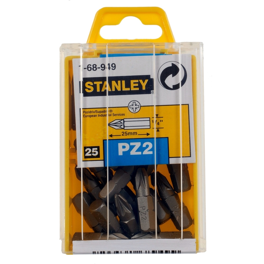 Embouts de vissage Pozidriv PZ2 25 mm - 25 pièces - 1-68-949 - STANLEY