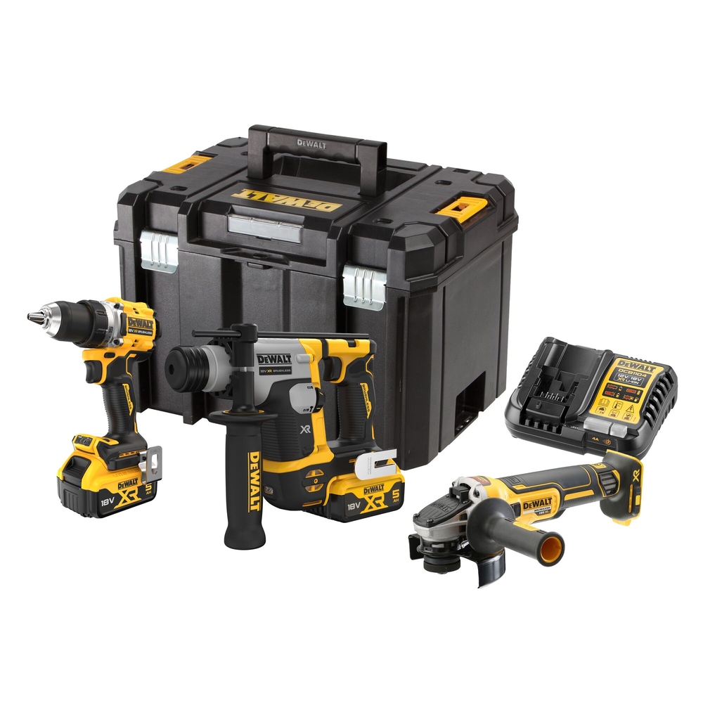 Kit 3 outils XR 18V 5 Ah Li-Ion Brushless - 2 batteries, chargeur, coffret TSTAK - DCK355P2T-QW - DEWALT
