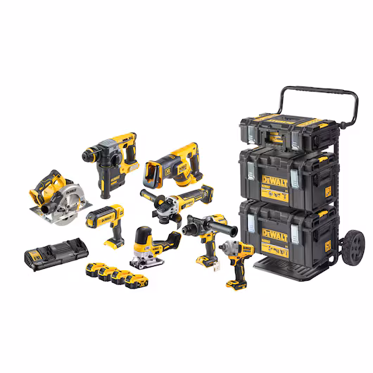 Pack 8 machines DEWALT 18V 5Ah TOUGHSYSTEM avec batteries DCK853P4-QW