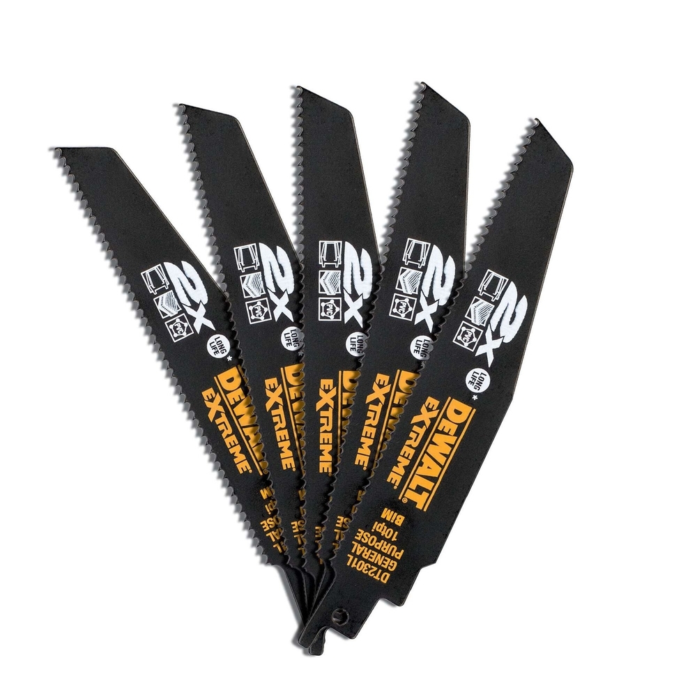 Lame de scie sabre BiM 2X Long Life pour la coupe du bois et métal 152 mm - DT2301L-QZ - DEWALT