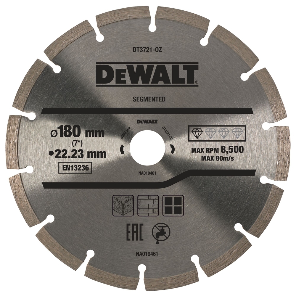 Disque fritté segmenté pour matériaux de construction/béton 180 x 22,2 mm - DT3721-QZ - DEWALT