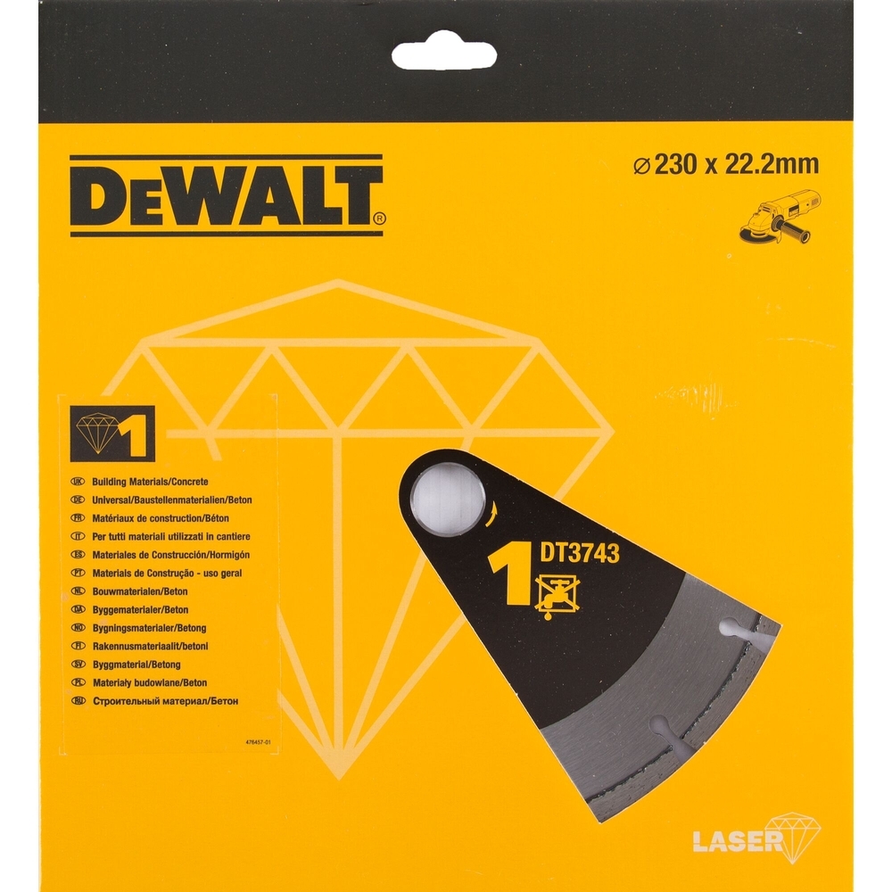 Disque laser matériaux de construction/béton 230x22,2 mm, hauteur segment 8,5 mm - DT3743-XJ - DEWALT