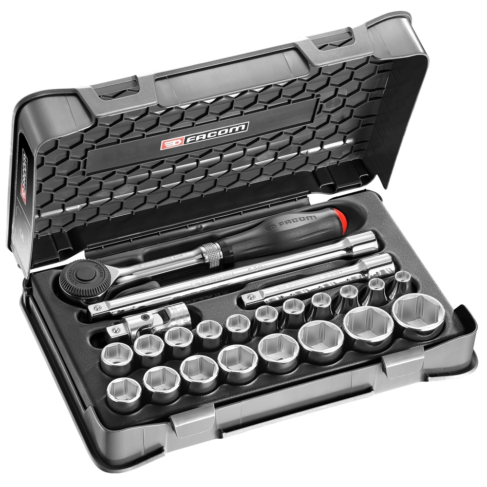 Jeu de douilles, 6 pans métriques, 23 pièces, 1/2