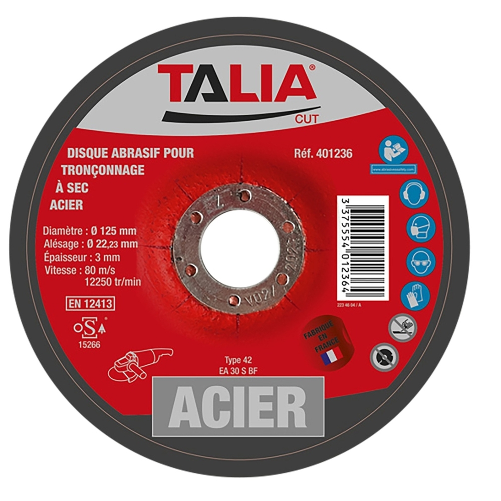 Disque abrasif pour metaux 115mm - TALIAPLAST - 401237