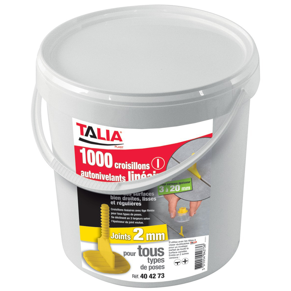 Croisillon auto-nivelant lineaire 2 mm 1000 pieces TALIAPLAST - 404273