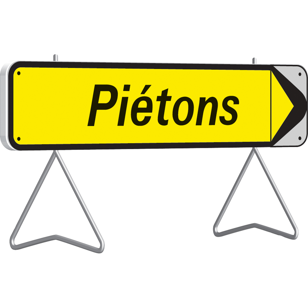 Panneau de déviation temporaire 'Piétons' avec flèche amovible KD classe T1 + PIED - TALIAPLAST - 526013