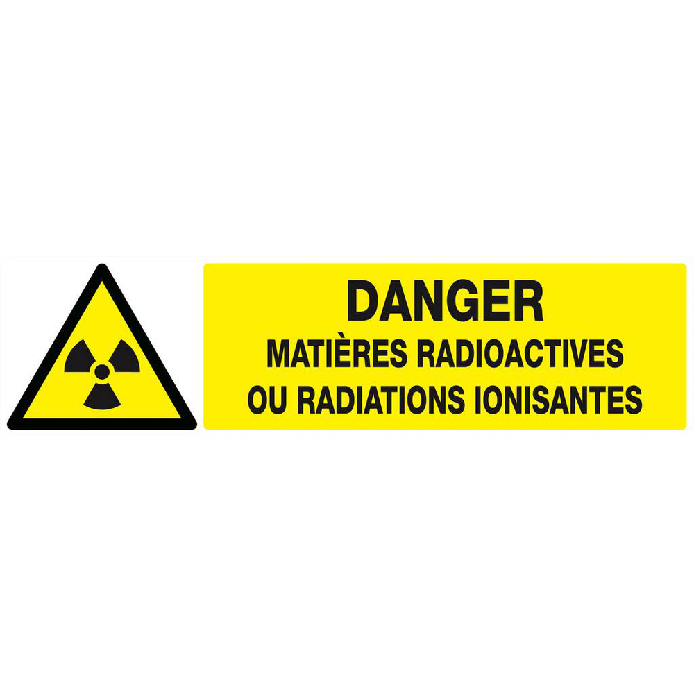 Panneau rigide DANGER MATIERES RADIOACTIVES//RAD° IONISANTES 200x52mm TALIAPLAST - 620314
