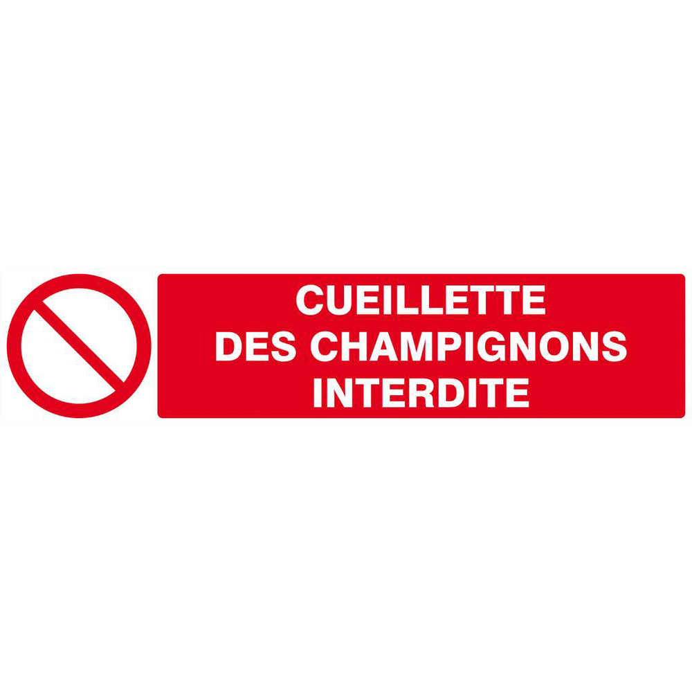 Panneau rigide CUEILLETTE DES CHAMPIGNONS INTERDITE 330x75mm TALIAPLAST - 625221