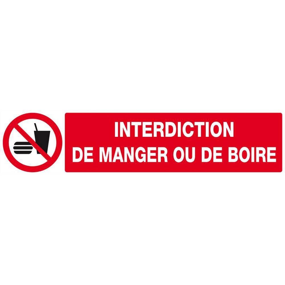 Panneau rigide INTERDICTION DE MANGER OU DE BOIRE 330x75mm TALIAPLAST - 625229