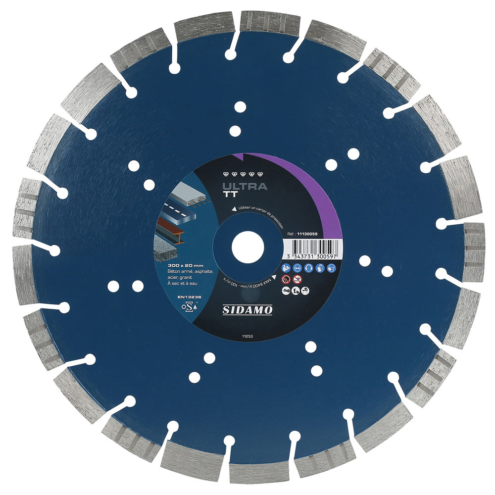 Disque diamant ULTRA TT tronçonnage béton armé, asphalte, acier, granit à sec ou à eau SIDAMO - 11130059