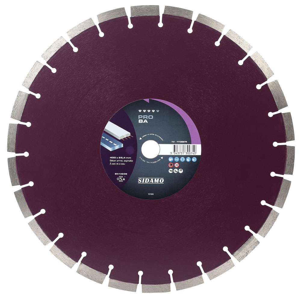 Disque diamant PRO BA pour tronçonnage à sec et à eau de béton armé et asphalte SIDAMO - 11130074