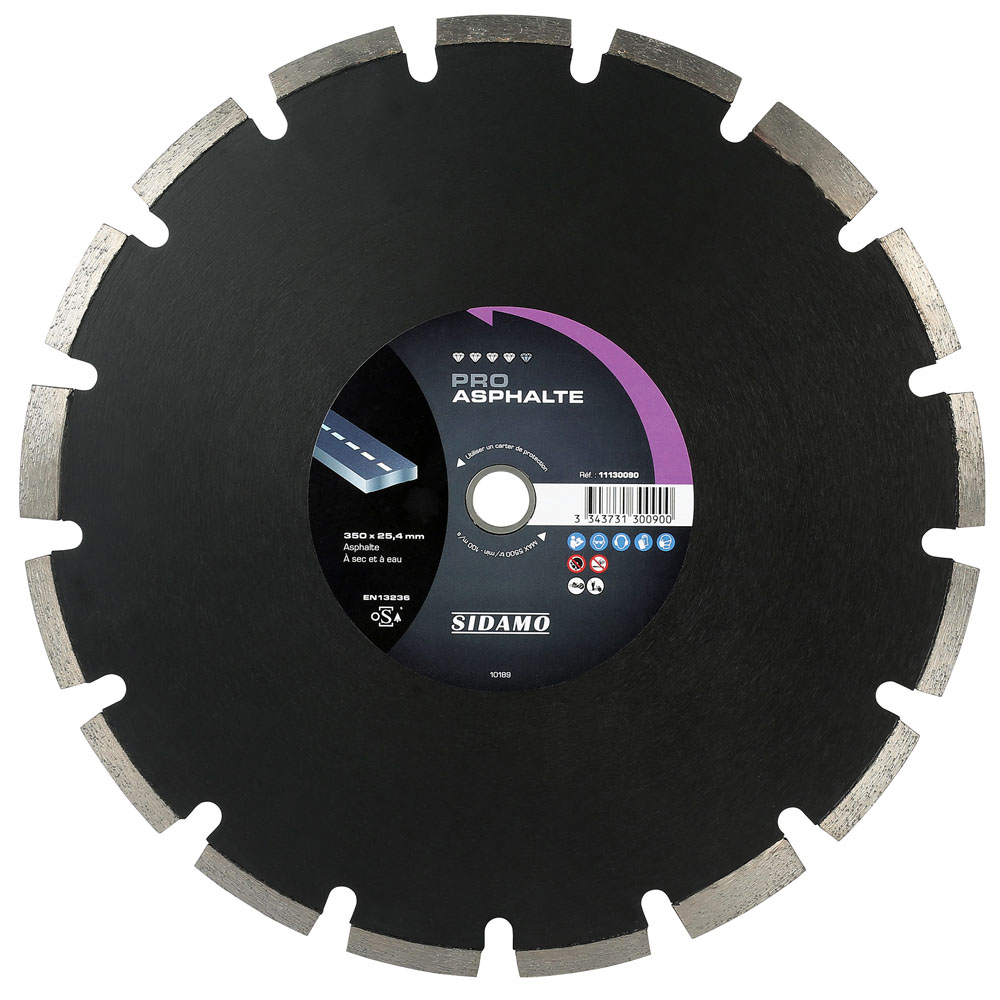 Disque diamant PRO Asphalt pour tronçonnage à sec et à eau de bitume SIDAMO - 11130090