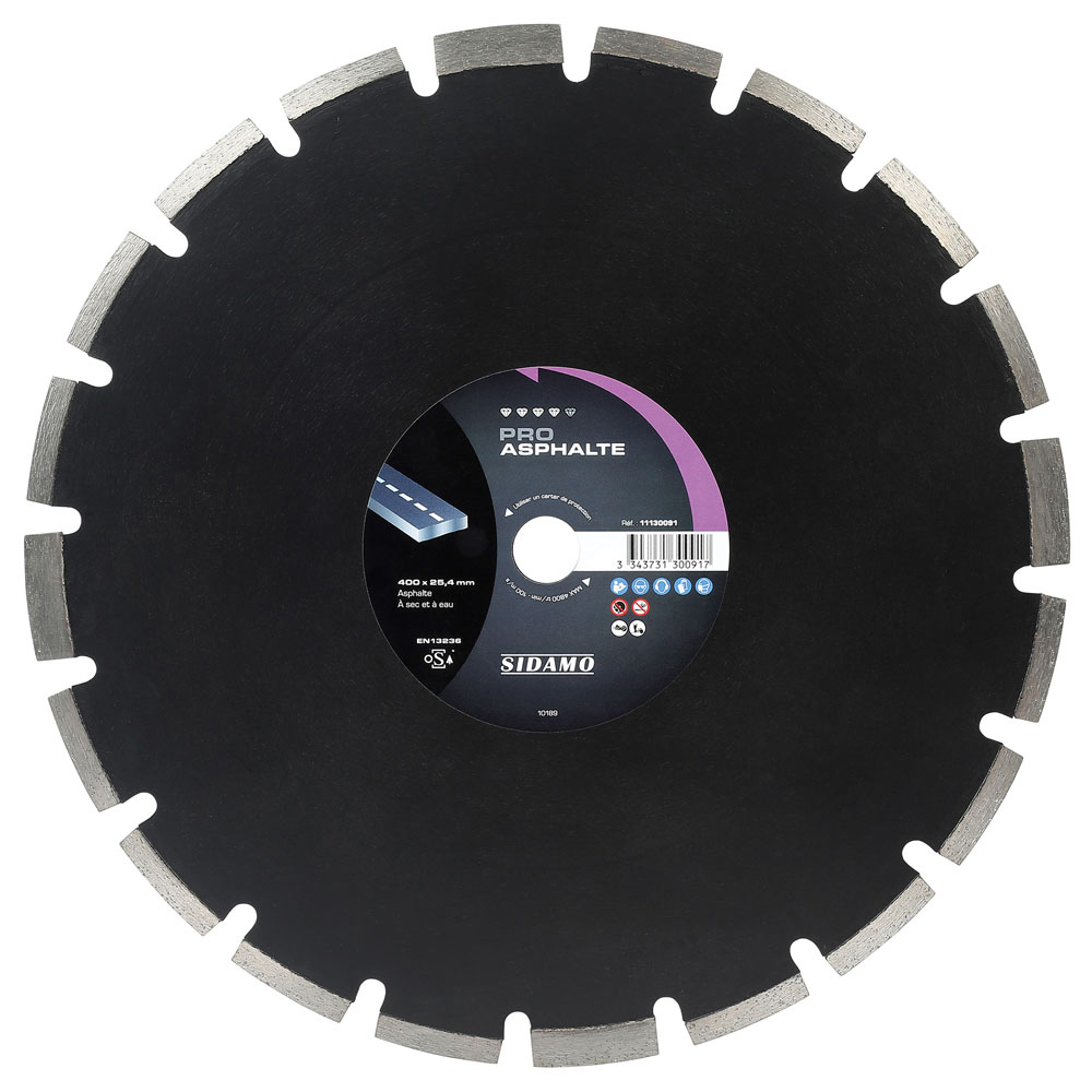 Disque diamant PRO ASPHALTE pour tronçonnage à sec et à eau de bitume SIDAMO - 11130091
