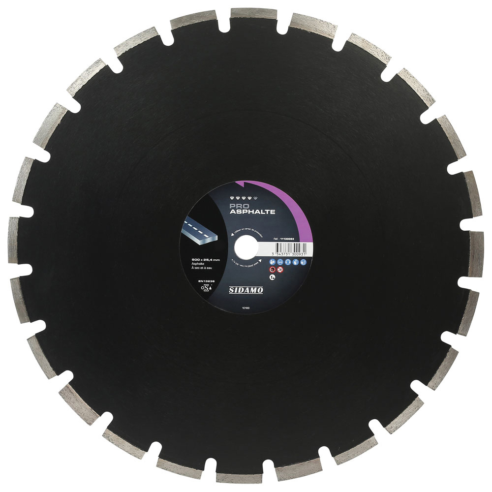 Disque diamant PRO ASPHALTE pour tronçonnage à sec et à eau de l'asphalte SIDAMO - 11130093