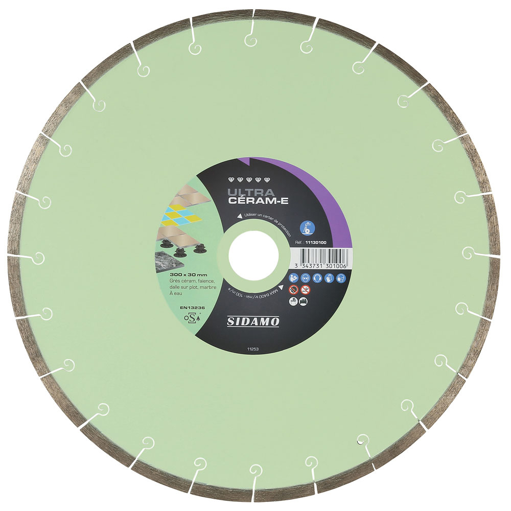 Disque diamant ultra performant pour tronçonnage à eau de grès céram, faïence, dalle sur plot et marbre SIDAMO - 11130100