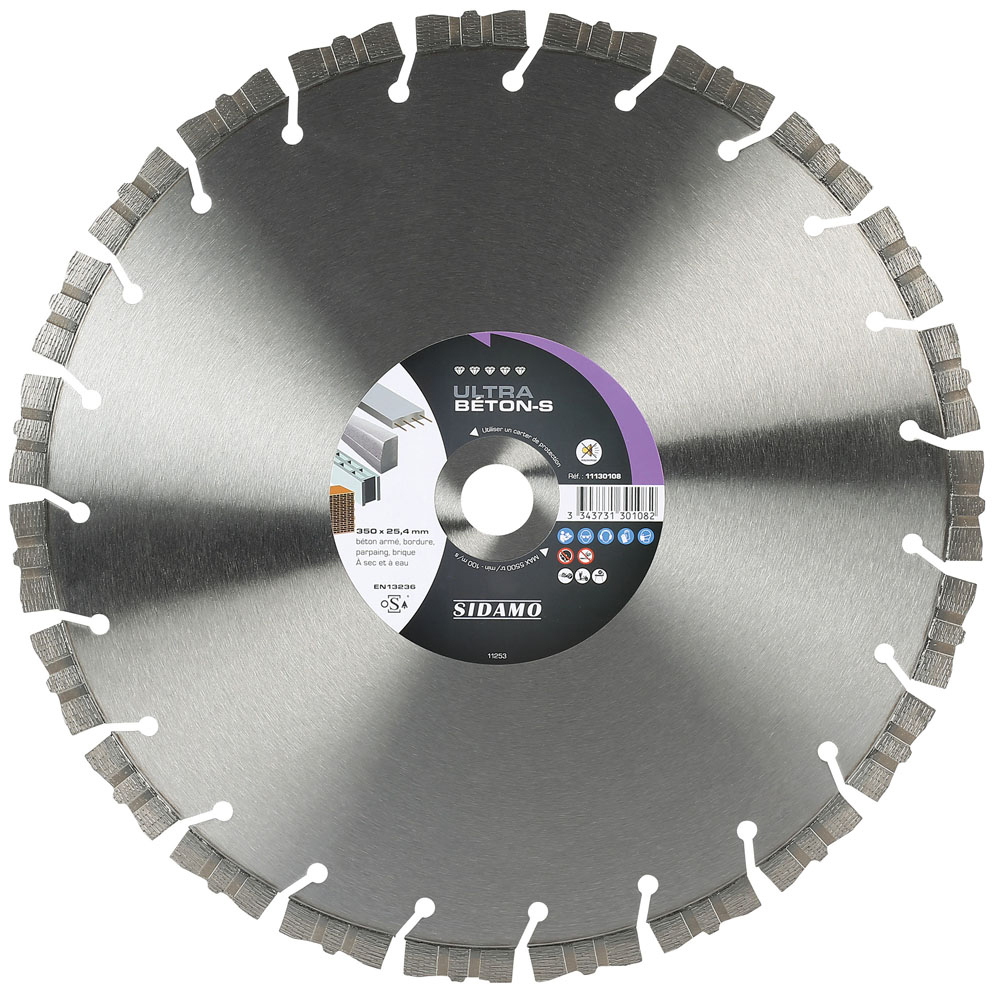 Disque diamant ULTRA BÉTON-S pour tronçonnage à sec et à eau de béton armé, parpaing, brique, pavé SIDAMO - 11130108
