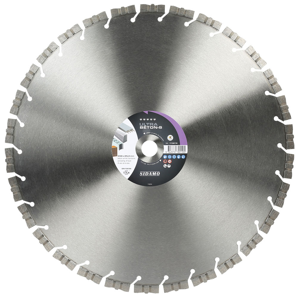Disque diamant ULTRA BÉTON-S tronçonnage béton armé, parpaing, brique et pavé à sec ou à eau SIDAMO - 11130110