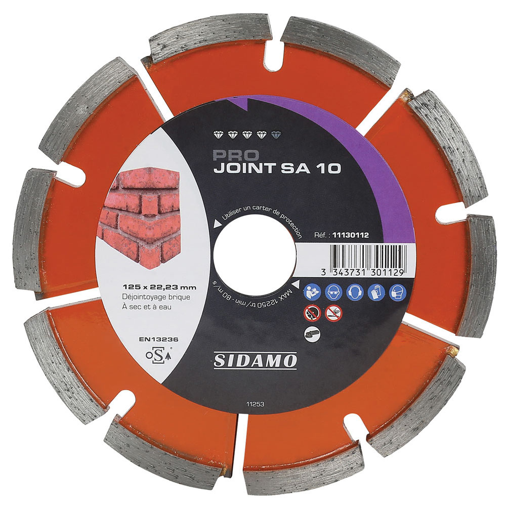Disque diamant PRO JOINT SA10 pour déjointoyage à sec et à eau de briques SIDAMO - 11130112