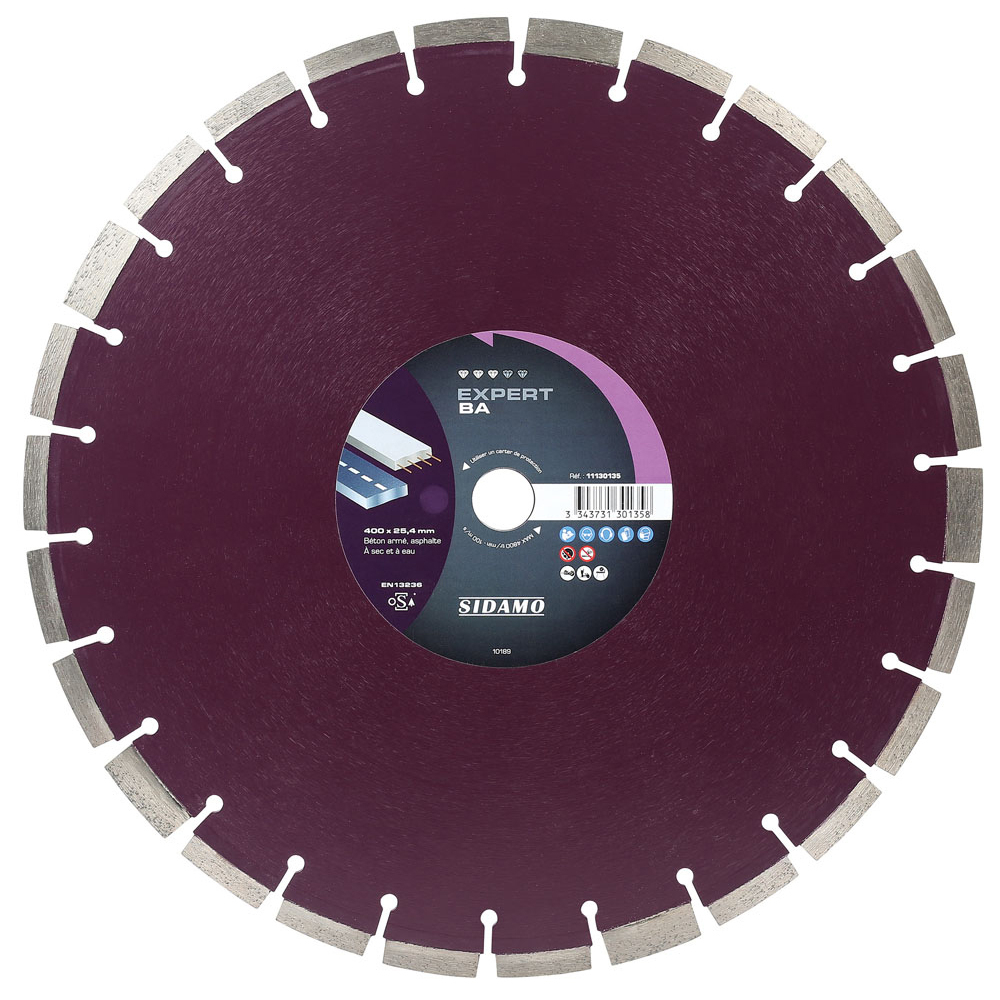 Disque diamant EXPERT BA pour tronçonnage béton armé et asphalte à sec et à eau SIDAMO - 11130135