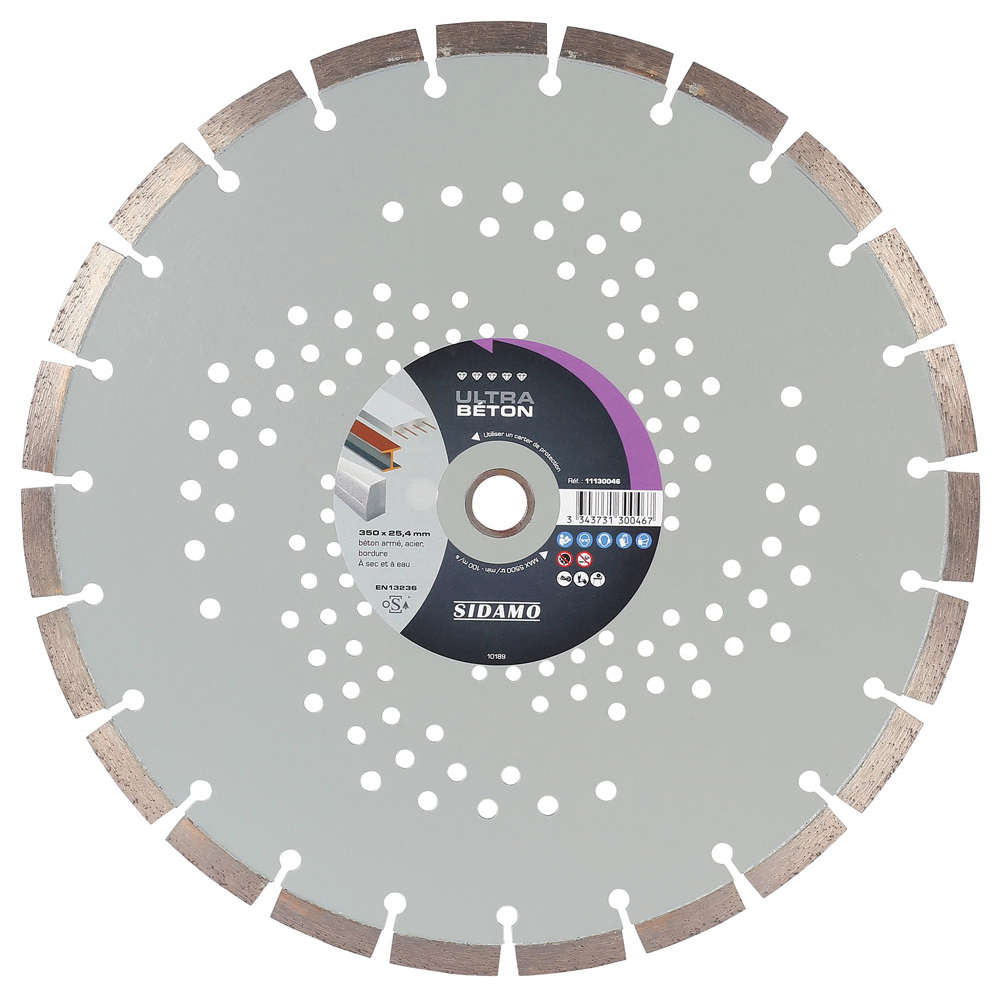 Disque diamant ULTRA BÉTON pour tronçonnage béton armé, acier, bordure à sec et à eau SIDAMO - 11130142