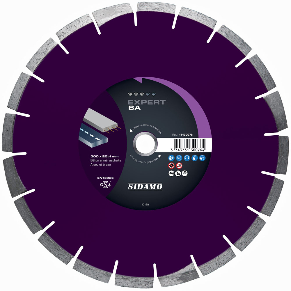 Disque diamant EXPERT BA pour tronçonnage à sec et eau de béton armé, asphalte SIDAMO - 11130144