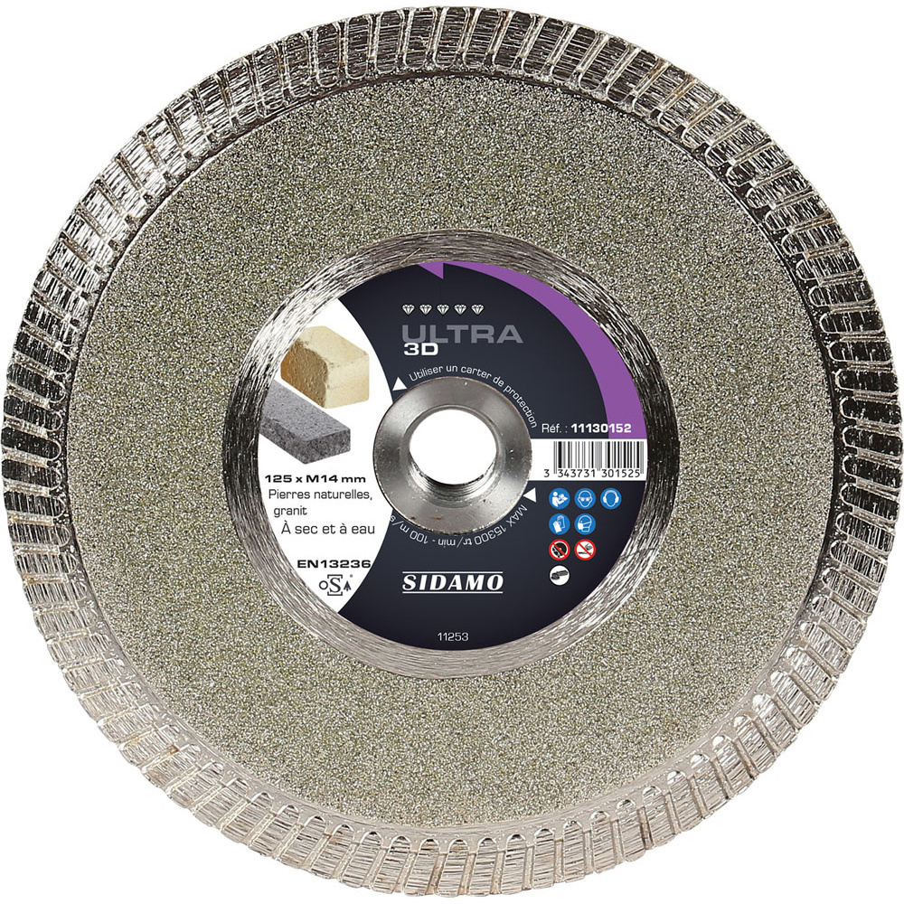 Disque diamant ULTRA 3D pour tronçonnage à sec et à eau de pierres naturelles et granit SIDAMO - 11130152