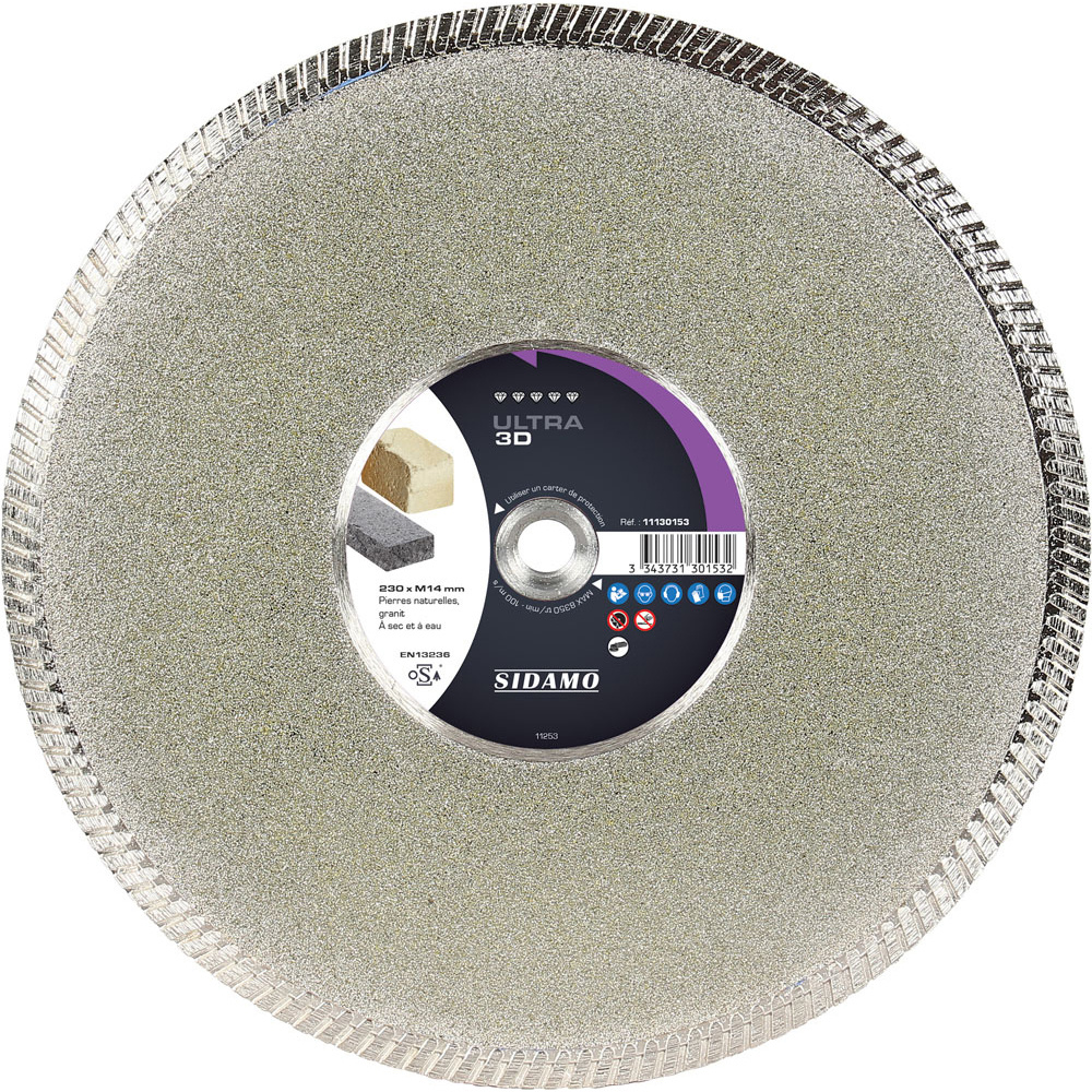Disque diamant ULTRA 3D pour tronçonnage à sec et à eau de pierres naturelles et granit SIDAMO - 11130153