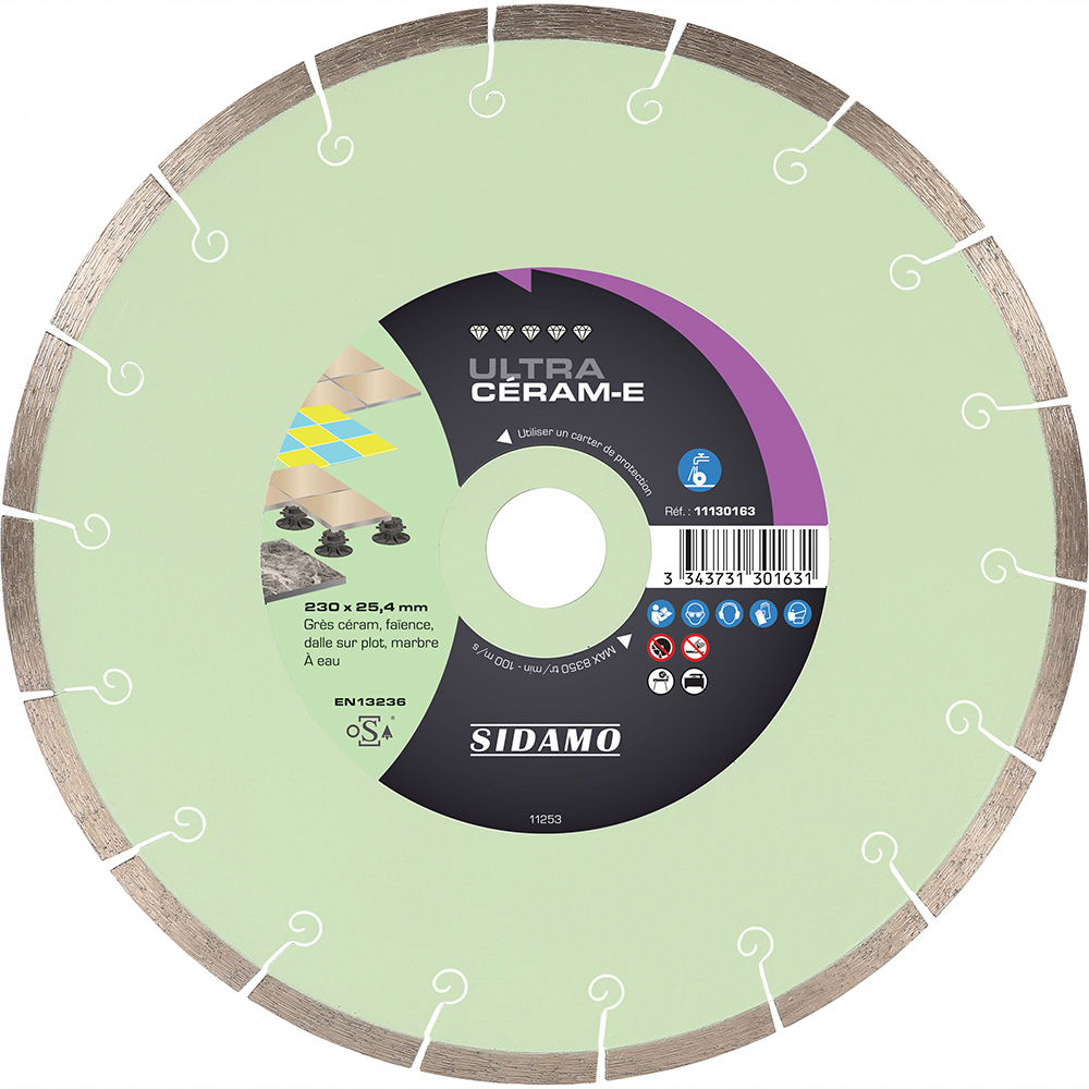 Disque diamant ULTRA CÉRAM-E tronçonnage à eau pour grès céram, faïence, marbre et dalle sur plot SIDAMO - 11130163
