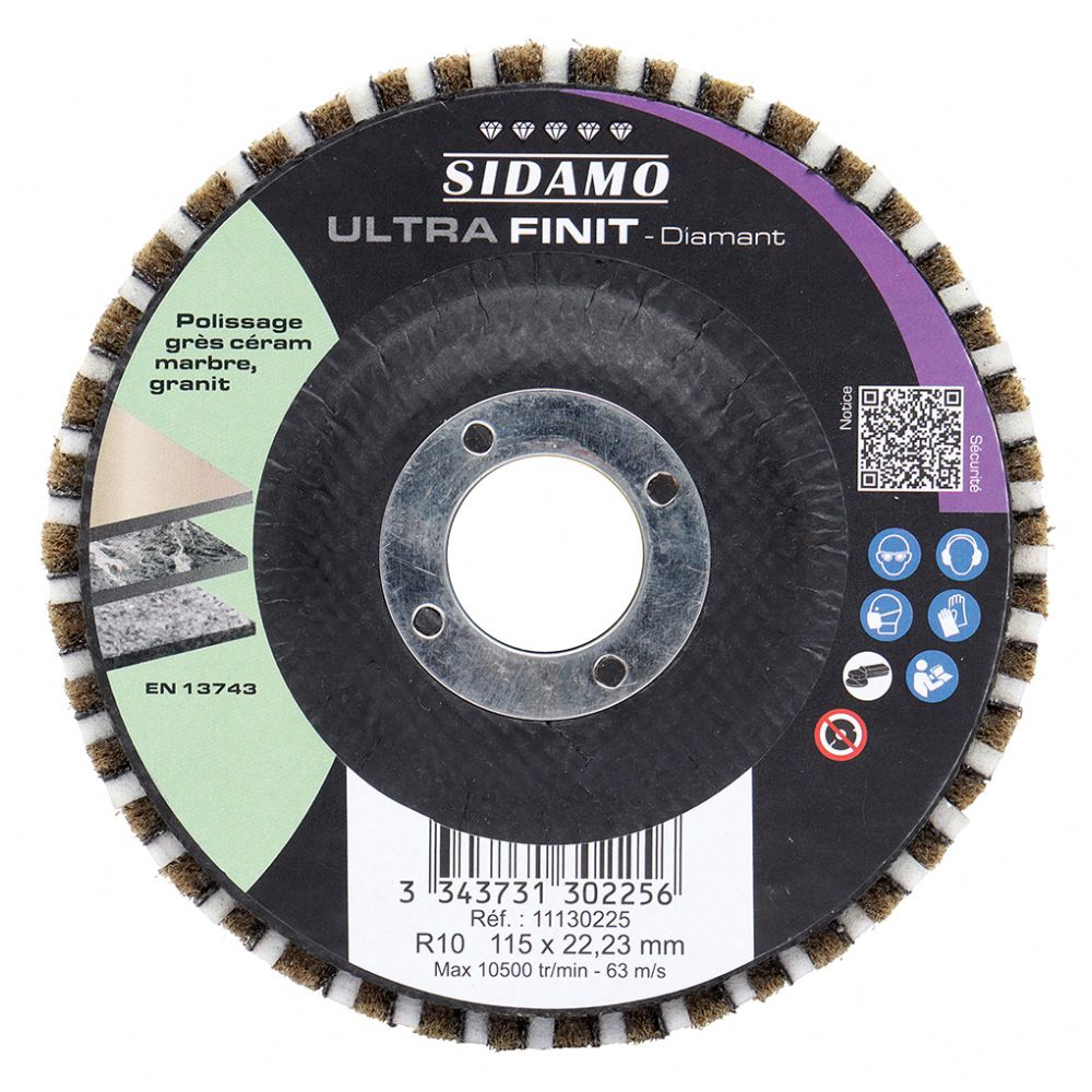 Roue diamantée à profil quart de rond Ultra Finit R10 mm - D115 x 22,23 SIDAMO - 11130225