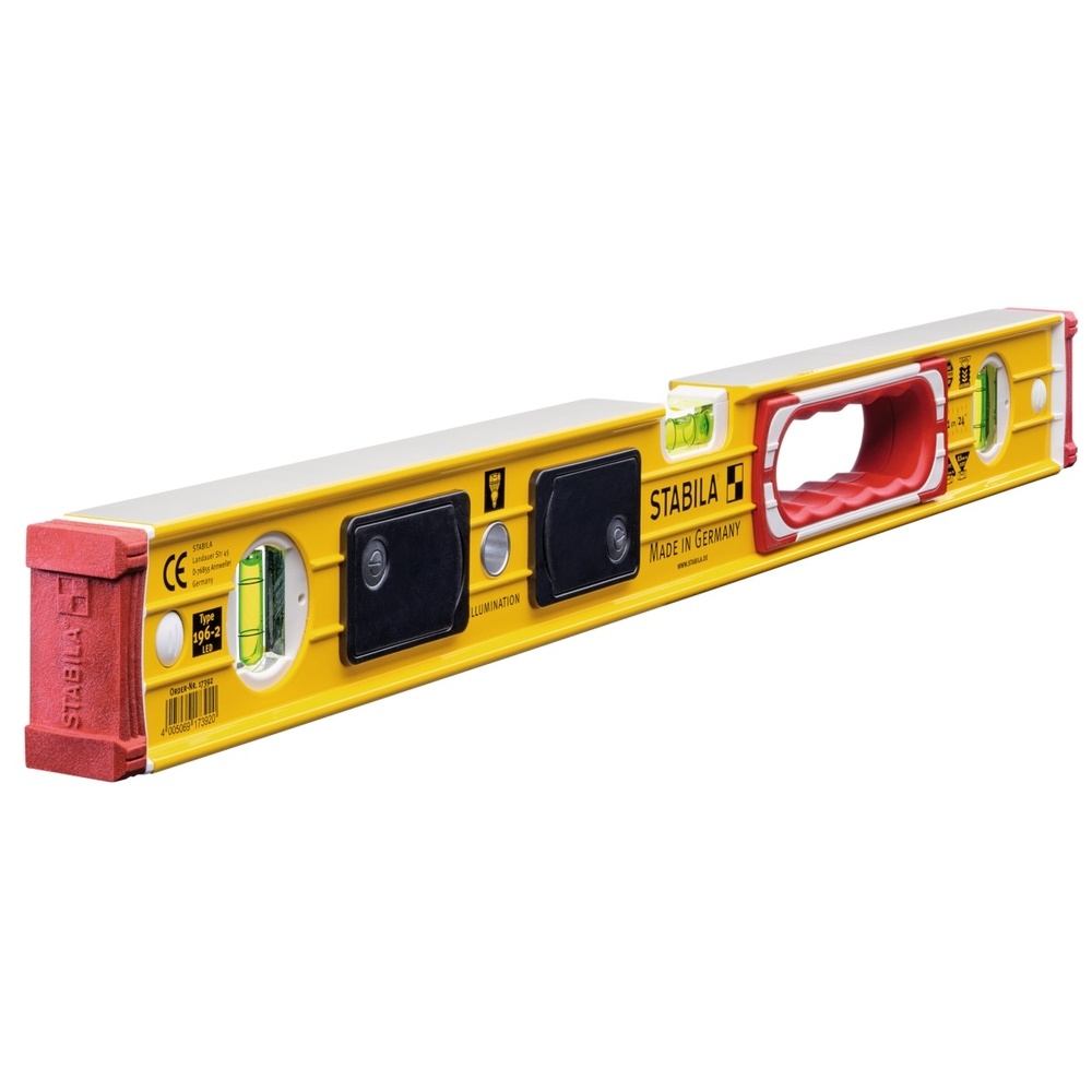 Niveau à bulle STABILA Type 196-2 LED, 61 cm, avec fioles éclairées - 17392