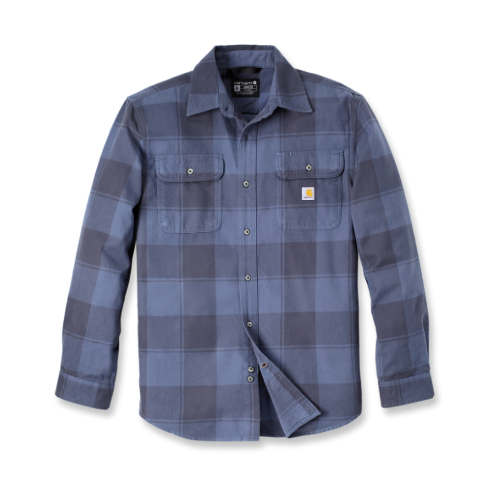Chemise en flanelle pour homme à manches longues boutonnée à carreaux - Chemise d'automne décontractée - Veste légère avec poche avant, Bleu, Moyen