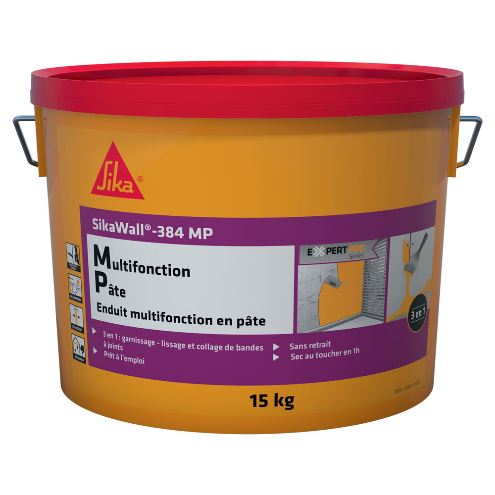 ENDUIT MULTIFONCTION EN PÂTE - 6 SEAUX DE 1,5KG SIKAWALL 384 MP - SIKA - 772571