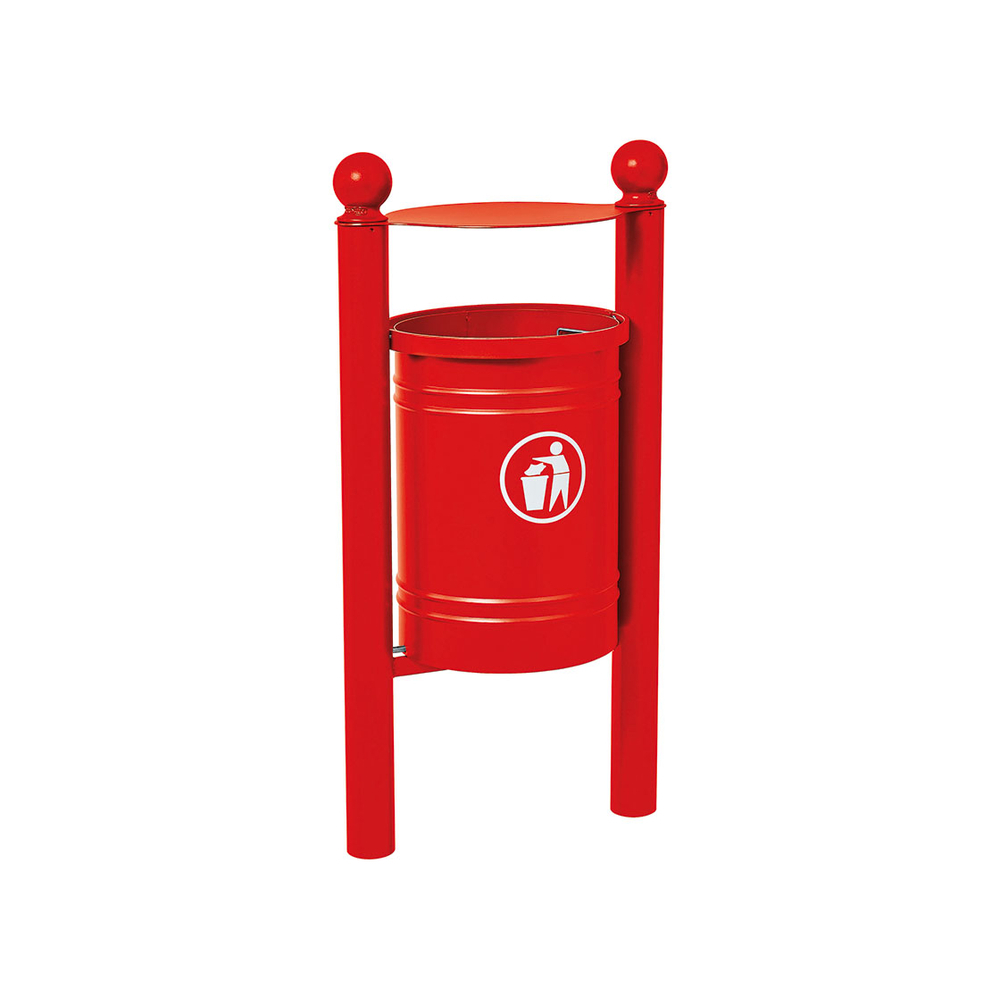 Corbeille Saintonge Boule 40 litres RAL3020 - seau intérieur - PROCITY - 208227.3020