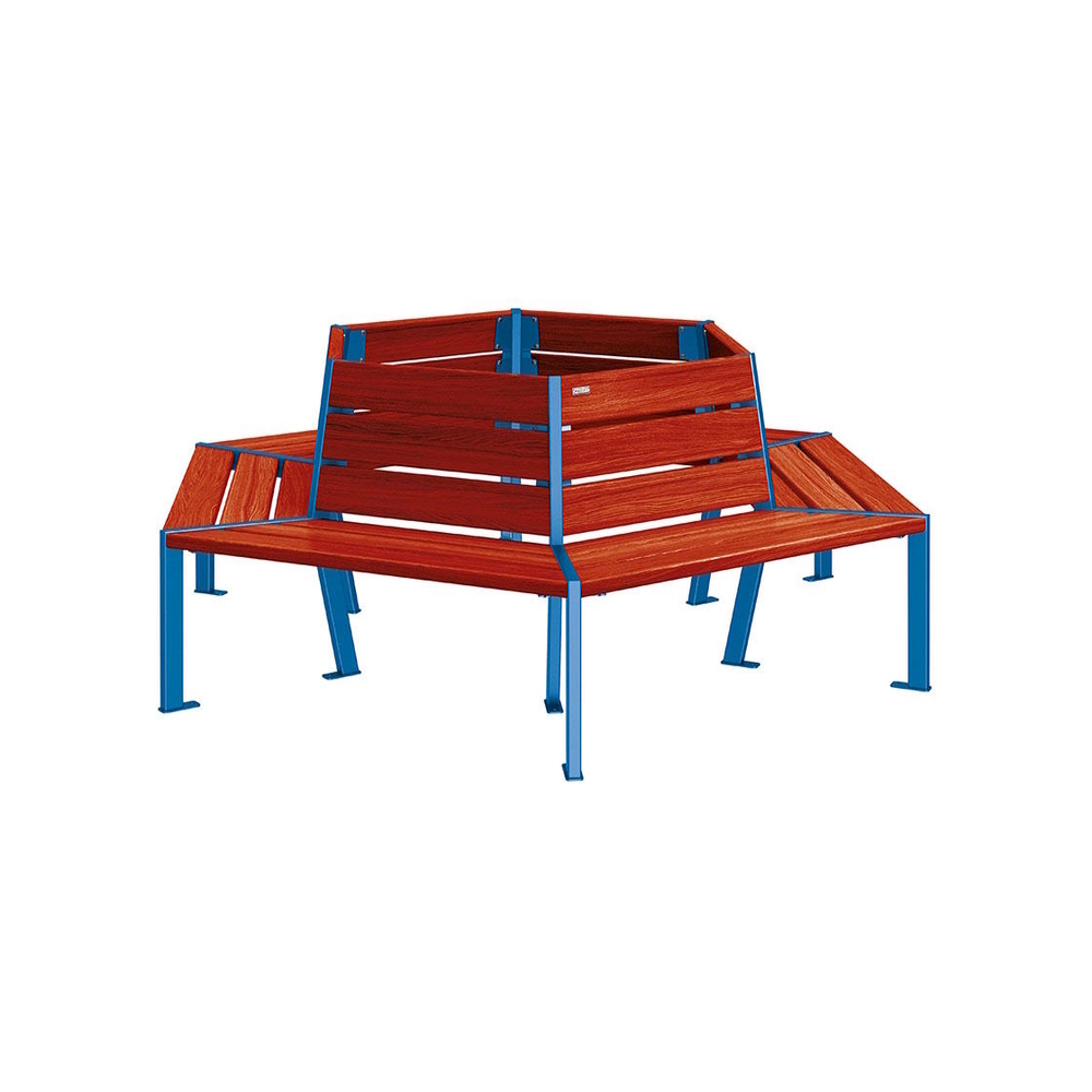 Banc tour d'arbre Silaos RAL5010 - Chêne lasuré acajou - 1000mm Øintérieur - PROCITY - 209648.5010.ACAJ