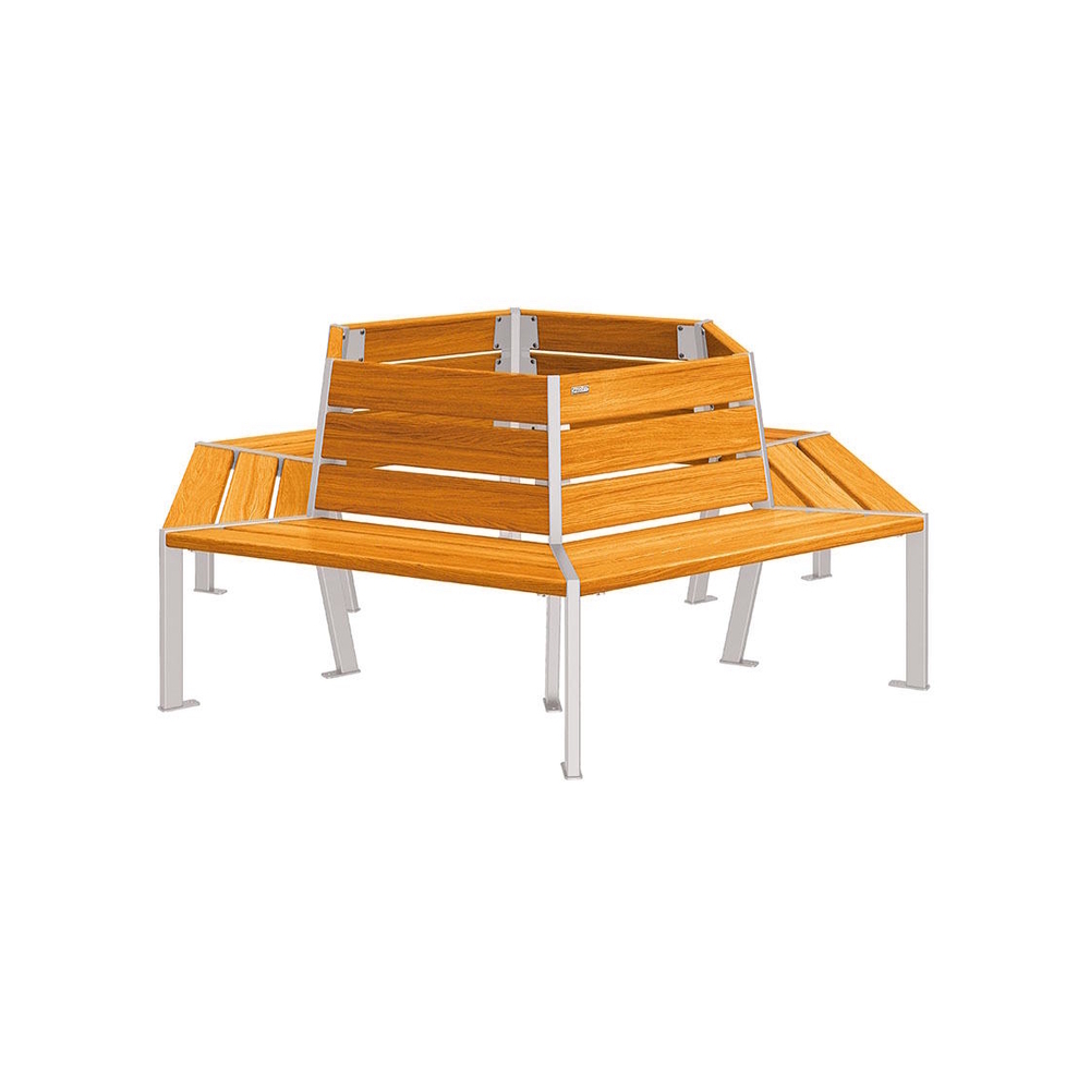 Banc tour d'arbre Silaos RAL7044 - Chêne lasuré chêne clair - 1000mm Øintérieur - PROCITY - 209648.7044.CHEC