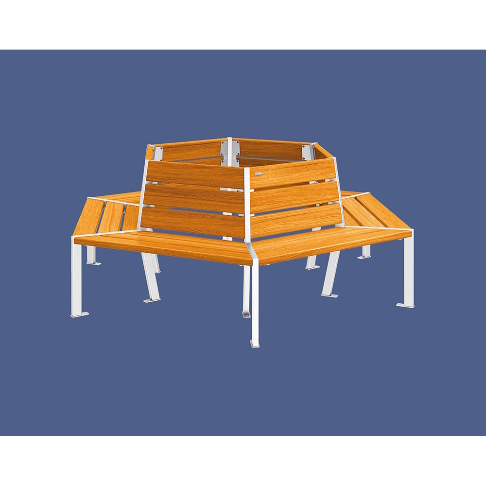 Banc tour d'arbre Silaos RAL9010 - Chêne lasuré chêne clair - 1000mm Øintérieur - PROCITY - 209648.9010.CHEC