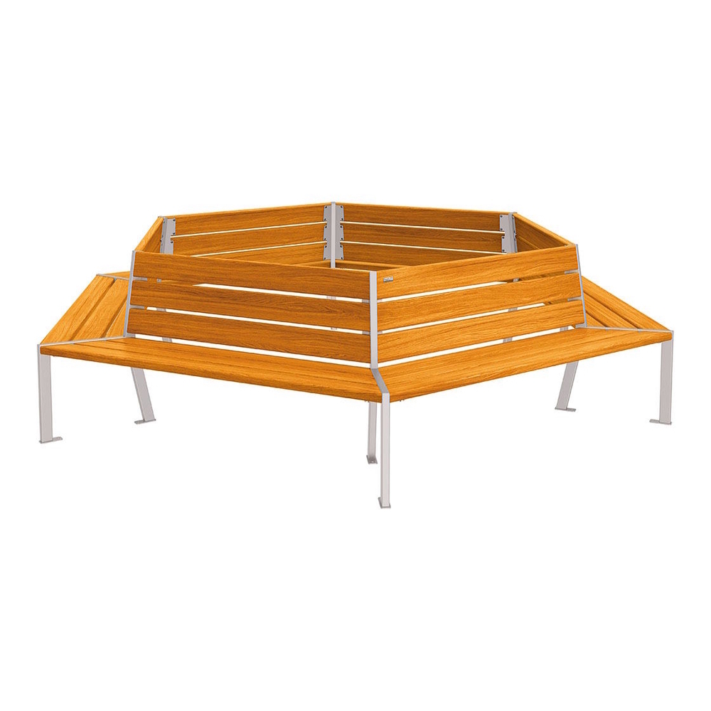 Banc tour d'arbre Silaos RAL7044 - Chêne lasuré chêne clair - 2000mm Øintérieur - PROCITY - 209649.7044.CHEC