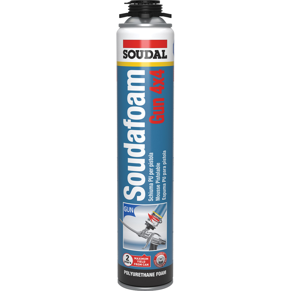 12 aérosols 750ml de SOUDAFOAM pistolable 4x4 gun vis duravalve - B3 beige - SOUDAL - 130336
