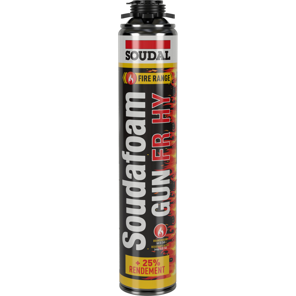 12 aérosols 750ml de SOUDAFOAM FR HY pistolable gun vis duravalve rouge - SOUDAL - 146750