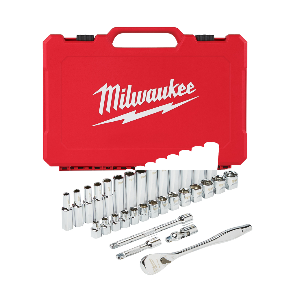 Set de douilles et clés à cliquet 3/8 métrique 32 pcs MILWAUKEE ACCESSOIRES - 4932464945
