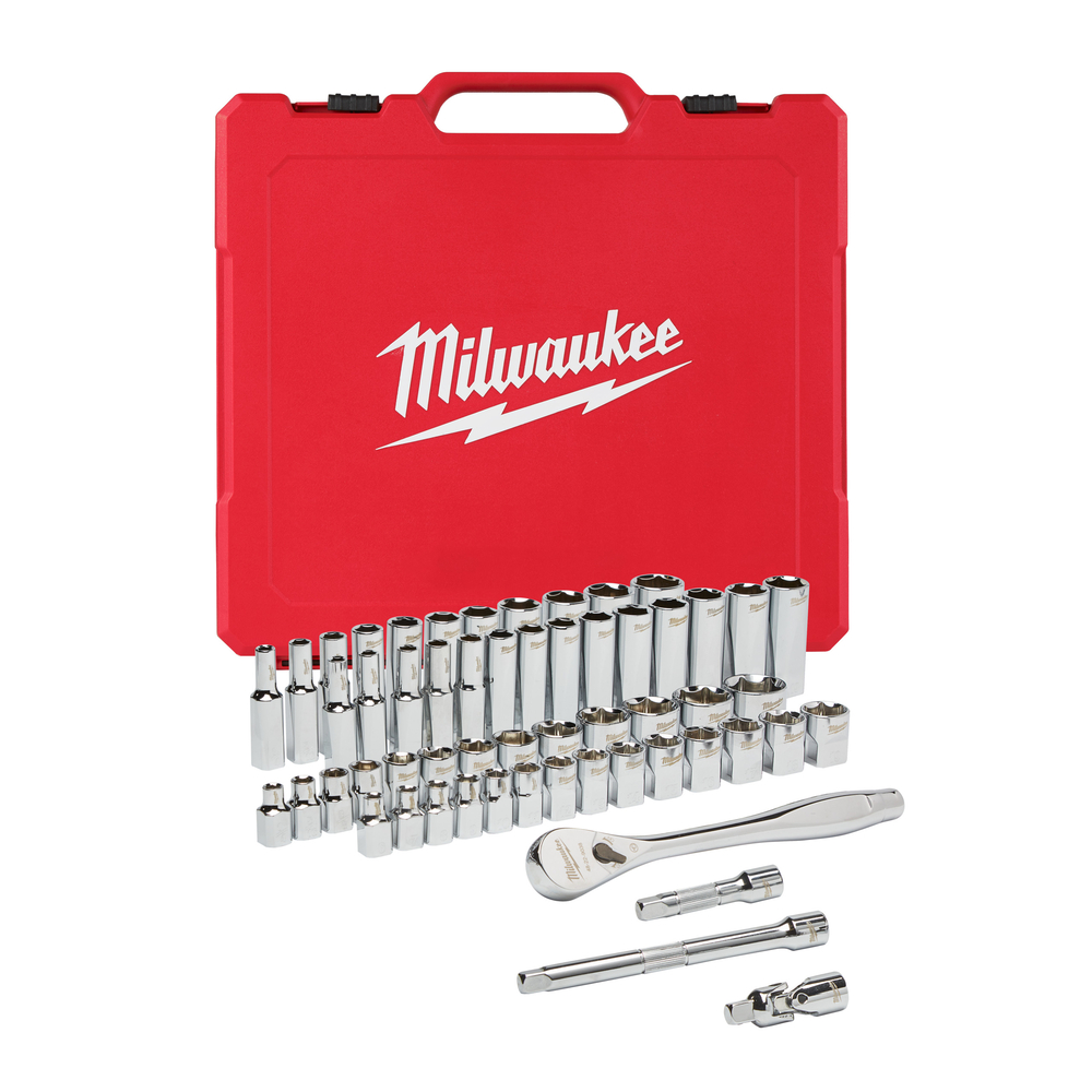 Set de douilles et clés à cliquet 3/8 métrique & impériale 56 pcs MILWAUKEE ACCESSOIRES - 4932464946