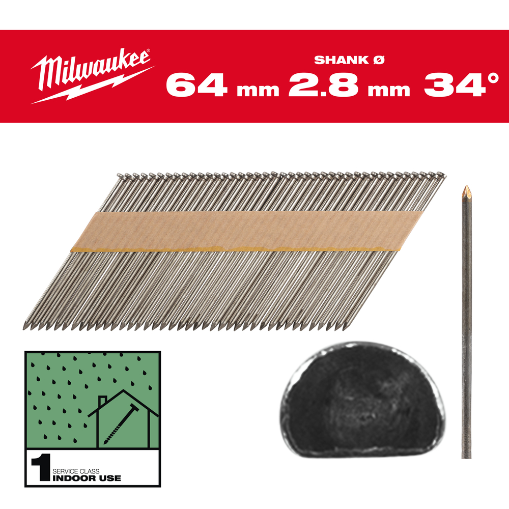 BOITE DE 2200 CLOUS 34° 75MM - Carton MILWAUKEE ACCESSOIRES - 4932492597