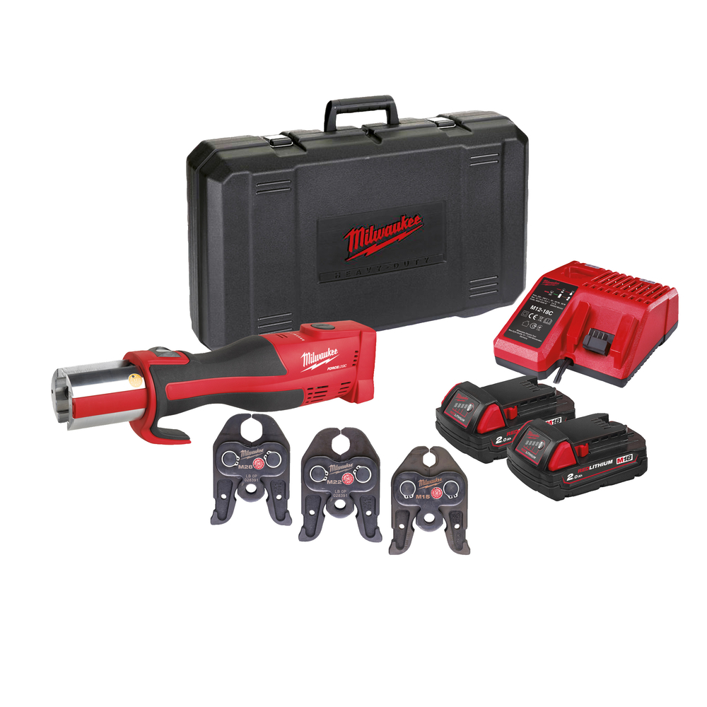 Sertisseuse MILWAUKEE 18v 2ah + 3 m&acirc;choires profile m 15/22/28 mm 4933451133
